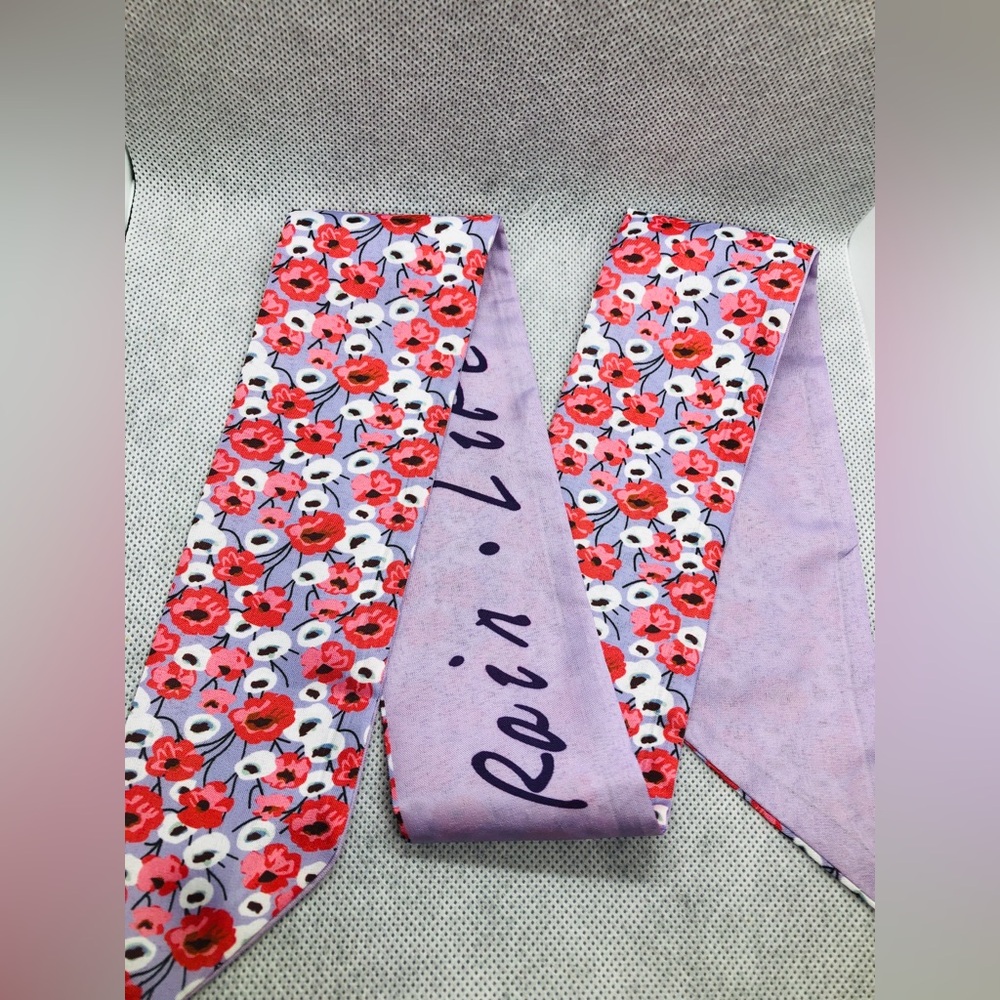 Floral Skinny Scarf in Lavender and Red